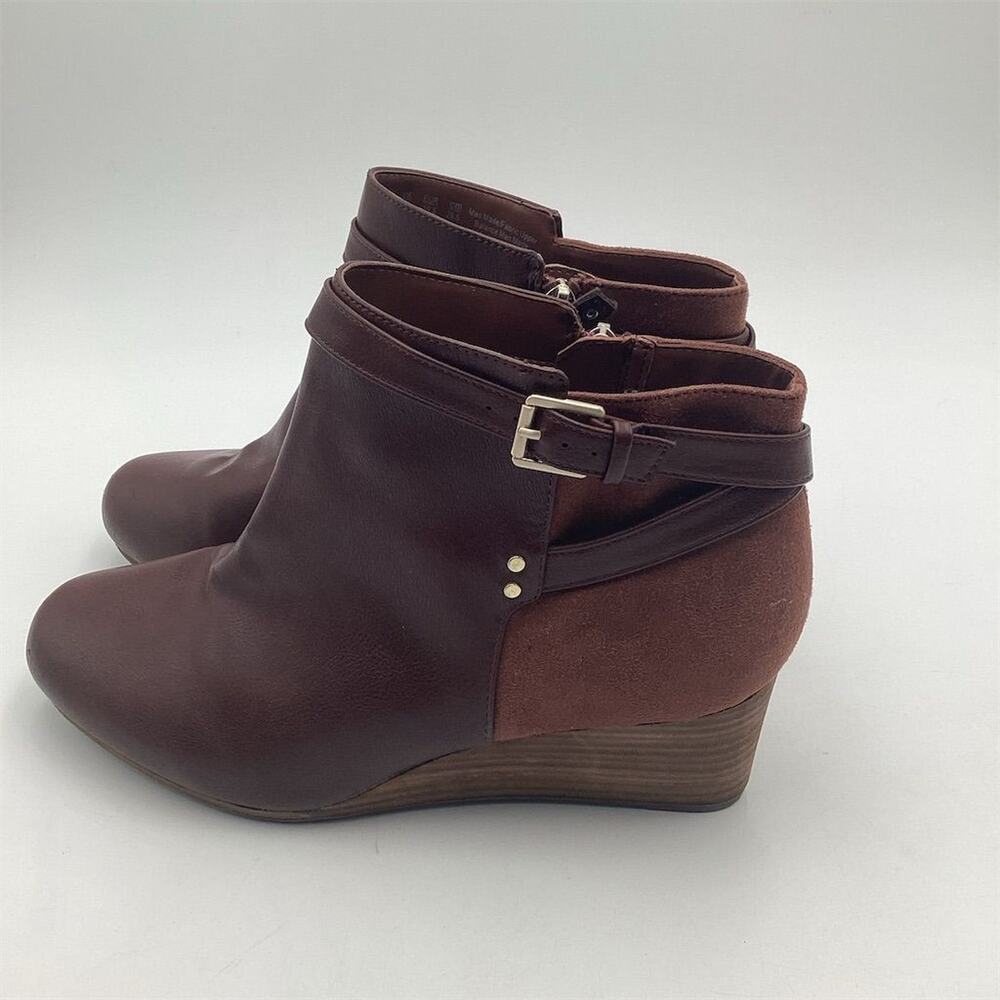 Dr. Scholl's Women's Brown Double Ankle Booties Size 9.5W Zip Wedge - Picture 4 of 11